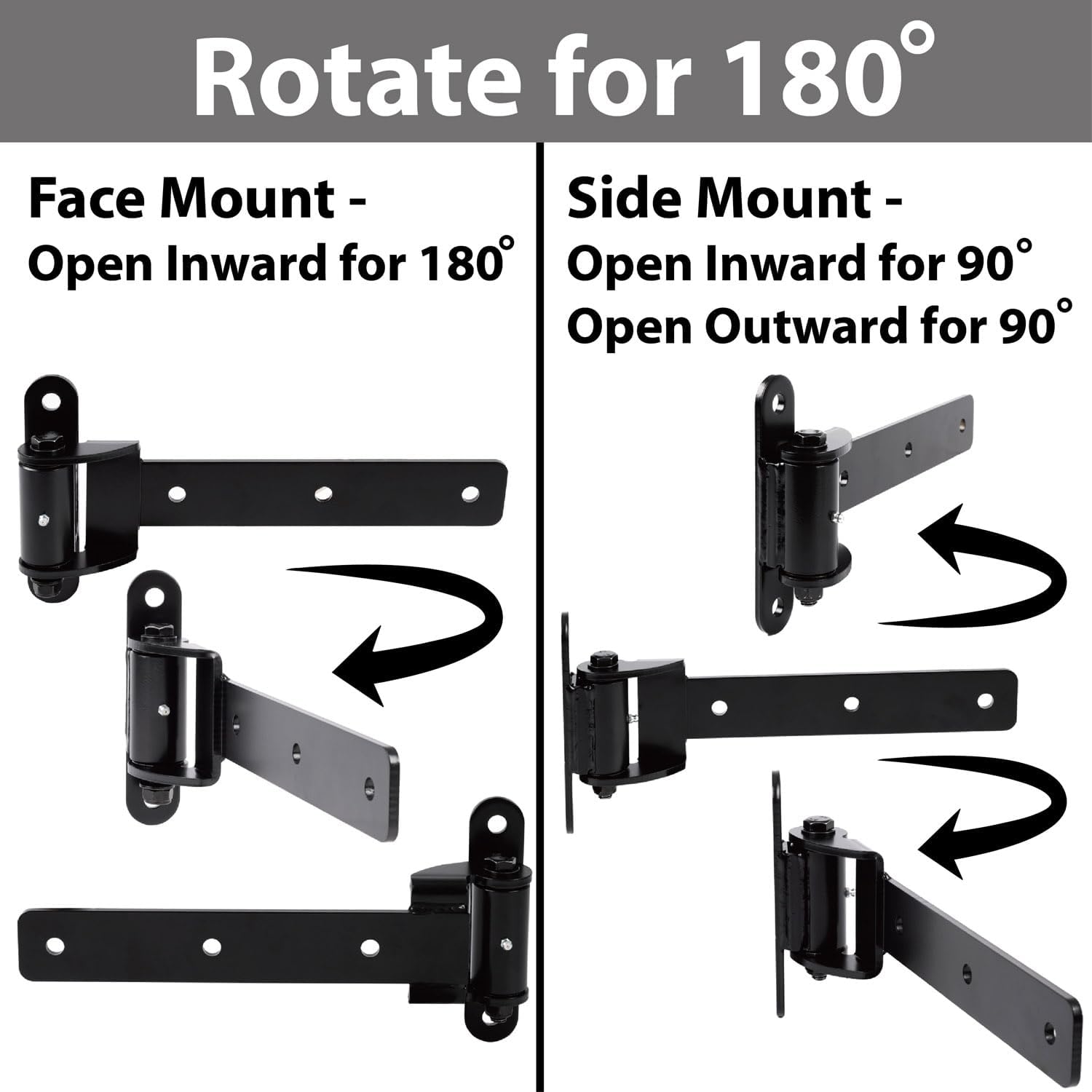 Heavy Duty Bolt on Weld on Cranked Roller Bearing 13" Strap Hinges for Large Heavy Wooden Metal Fence Gate Garage Door Up to 1100 Pounds, Big Size 180° Rotation Lubricate Hinge (2 Packs)