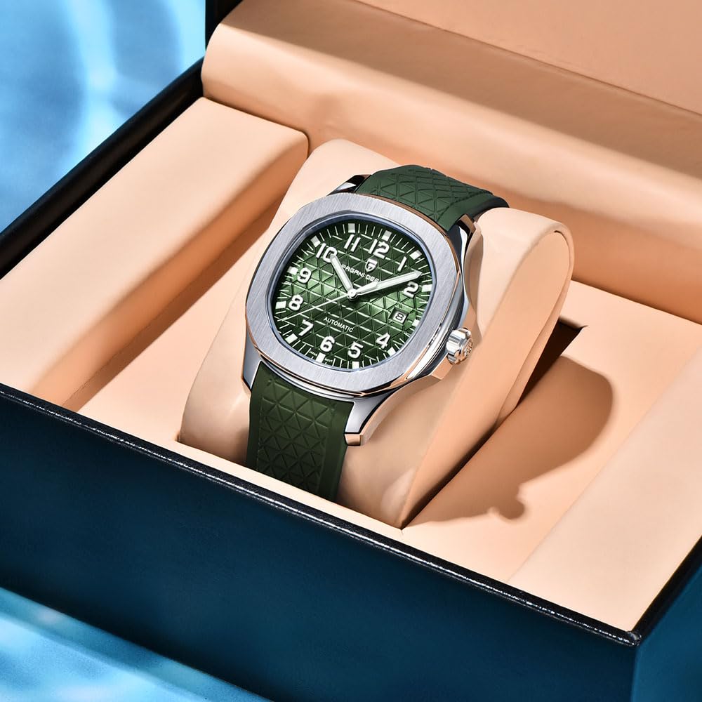TYBERLEY Pagani Design Elegant Men's Automatic Mechanical Watch Octagonal Stainless Steel Case Japanese 8215 Movement Fluororubber Strap Waterproof Casual Sport Watch Date - 5