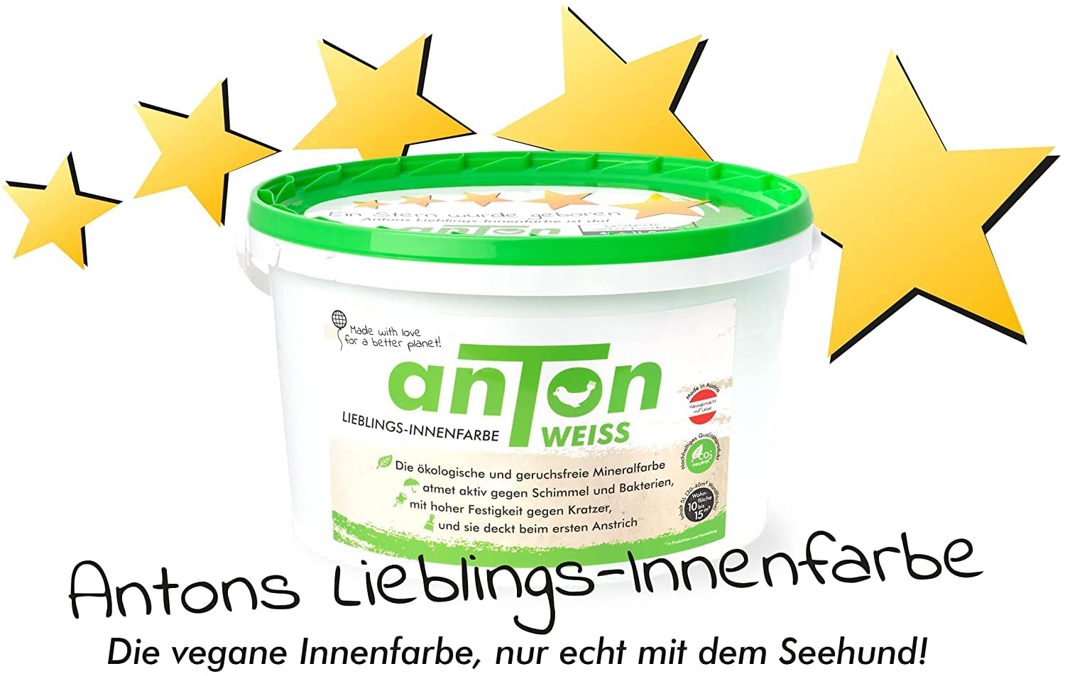 Anton Weiss® Mineral Wandfarbe der Spitzenqualität weiss (10 Liters)