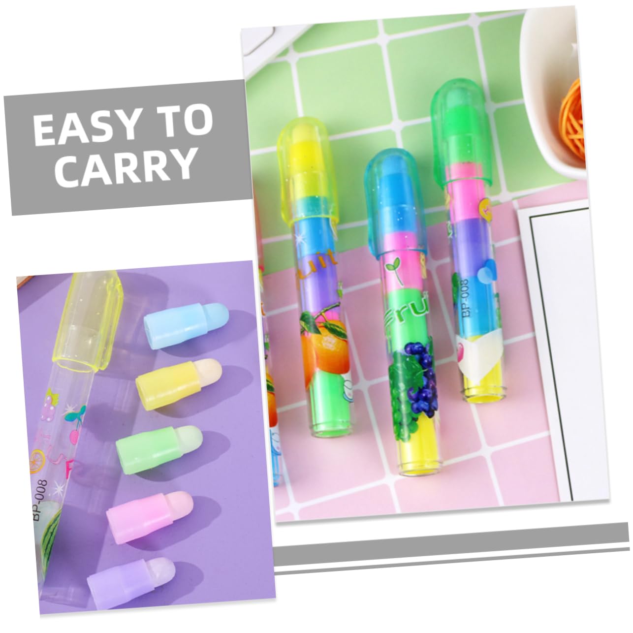 Gomme Stylo Fruit 36pcs Tpr Pp Détachable Cinq Sections Rentrée Scolaire
