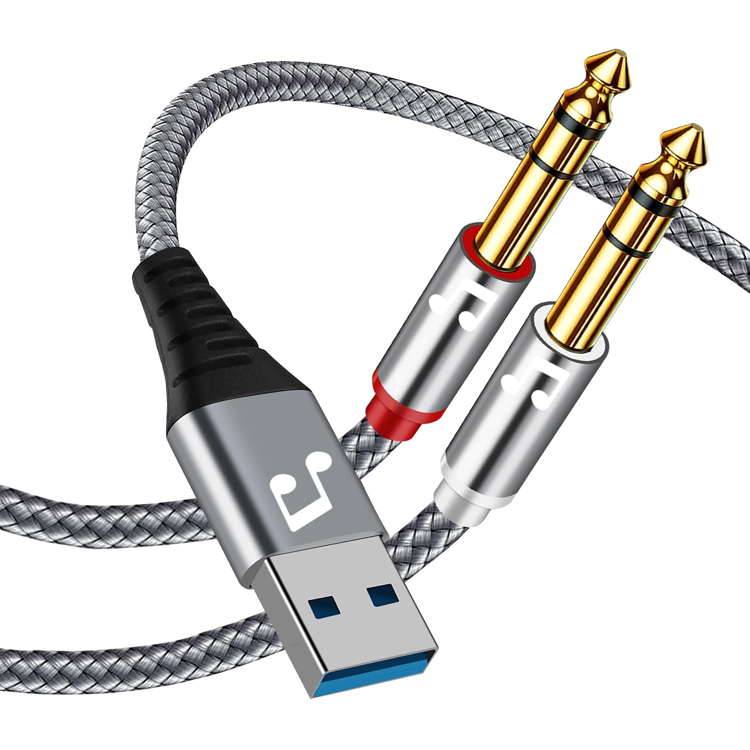 Amazon.com: NCGGY USB to 1/4 inch Audio Cable, USB to Dual TS Mono