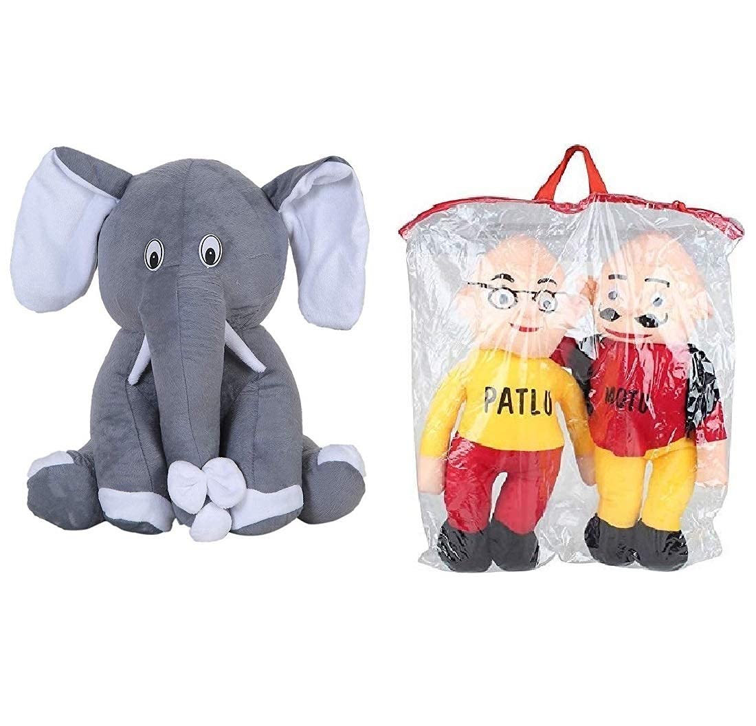 Abhishek Enterprises Elephant & Motu Patlu Soft Toy for Kids & Girls, Children Playing Teddy Bear in Size of 22 & 30 cm Long