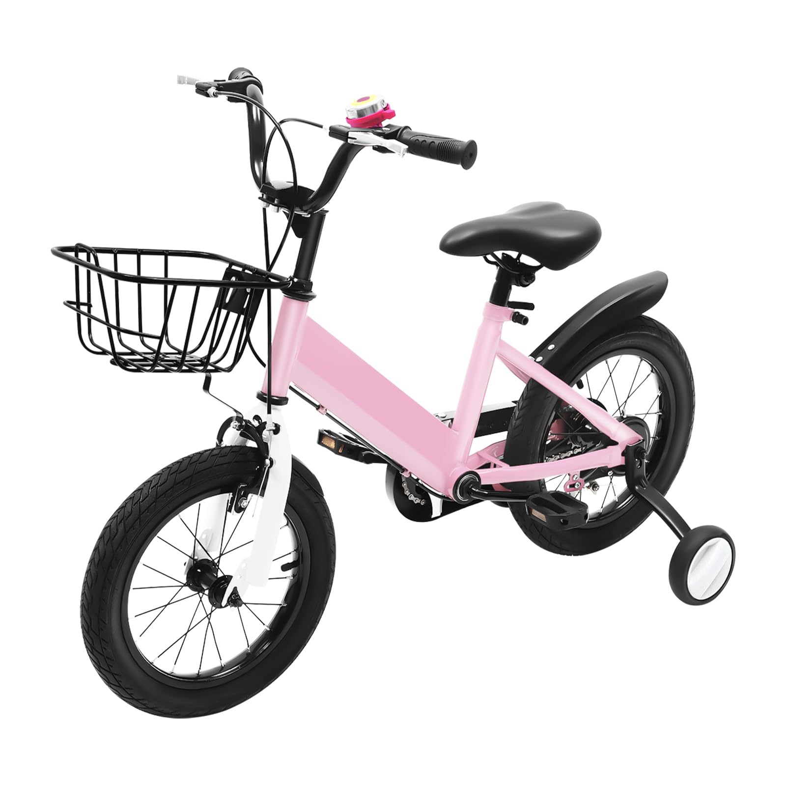 14 Pulgadas Bicicleta Niña, Bicicleta Niña 4 Años, Bicicleta Niño 4 Años, Con Frenos Delantero y Trasero, Cesta y Ruedines Desmontables, Bicicletas Niñas 6-8 Años para Paseos En Parque O Jardín