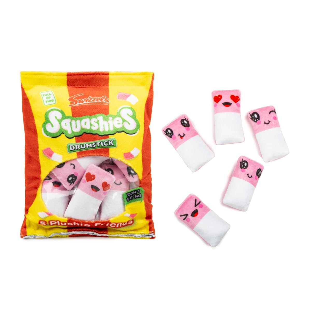 Swizzels Sweets Plushie Friends Squeeze Fidget Toy - Share With Your Friends, 5 Plushies Per Pack, Pretend Imaginative Play, Gift 3+ (Swizzels Squashies Drumsticks)