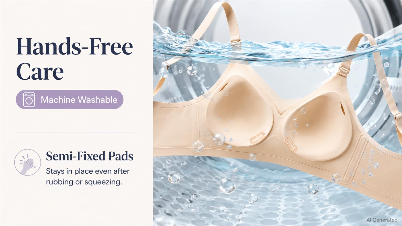 Reggiseno da donna senza fili, senza cuciture, push-up, con rete a V | Coppe modellate sottili, spalline regolabili, chiusura posteriore a tre file, abbigliamento quotidiano