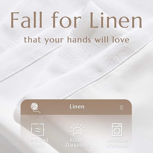 Miniatura 8 de Jinchan Cortinas de mezcla de lino, 50 pulgadas de ancho x 63 de largo, oscurece, bolsillo de cortinero, pestaña trasera, para casa de granja