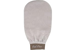 Feel Fine 100% Turkish Silk Exfoliating Glove & Mitt Set (Brown & White)