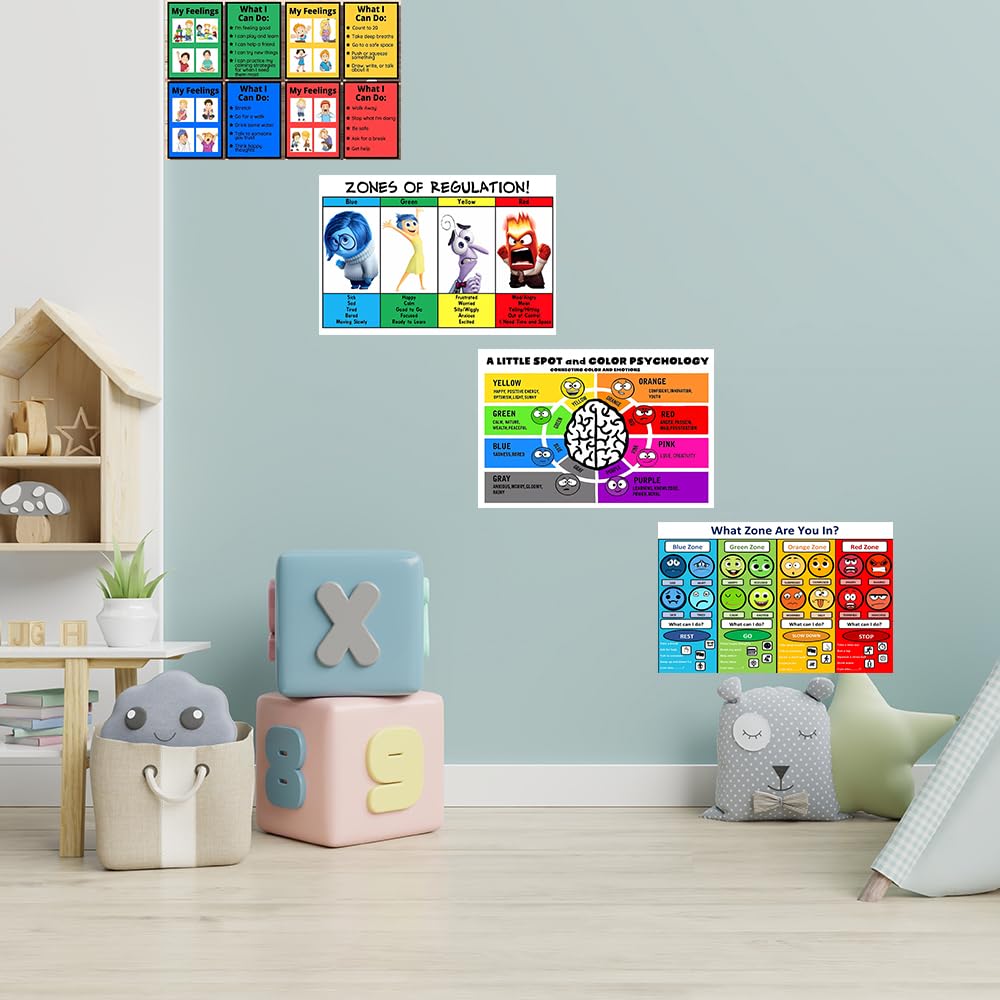 Affiches Zones of Regulation - Tableau des émotions pour enfants - Produits sensoriels autisme 30,5 x 45,7 cm