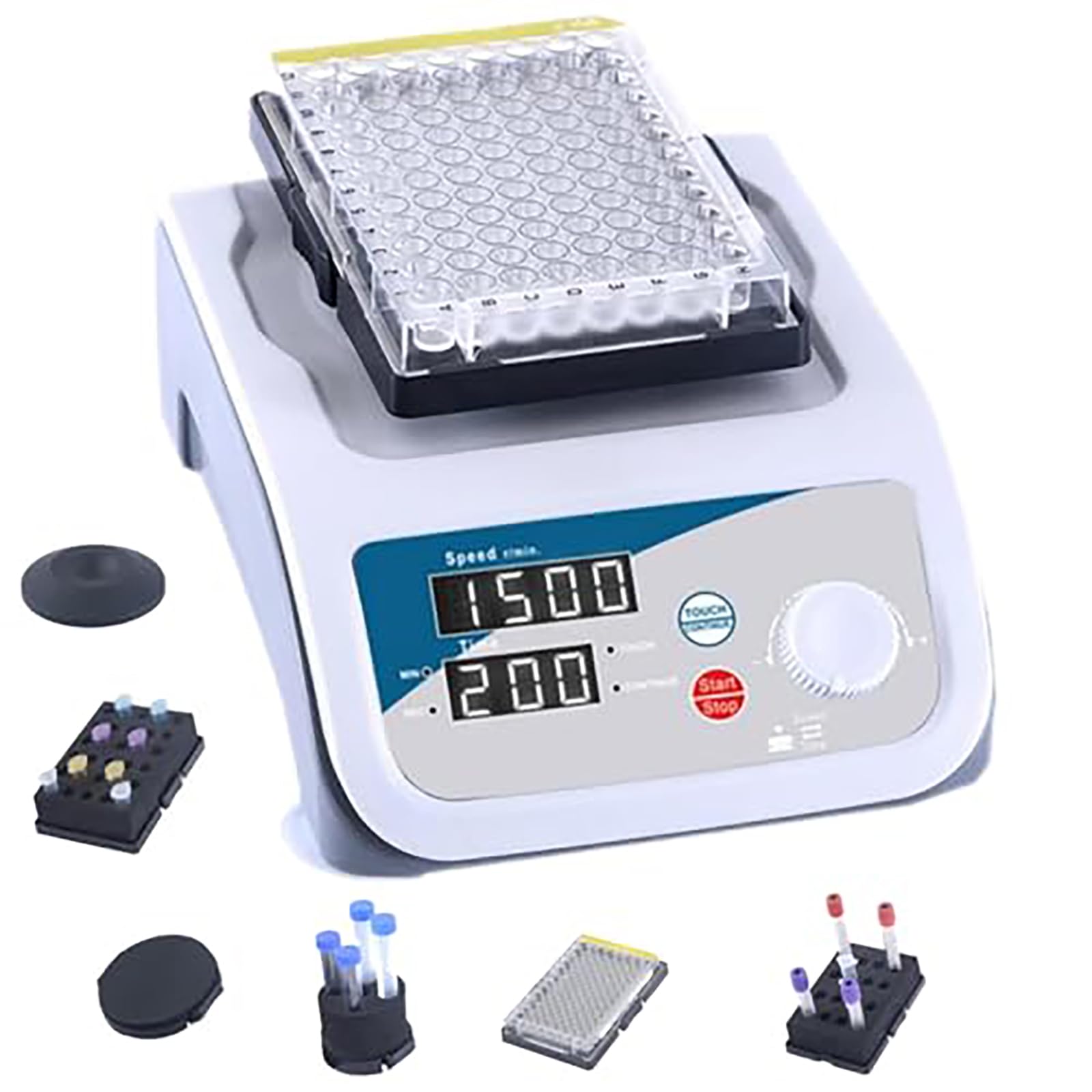 Mezclador Vórtex Multitubos, Agitador De Laboratorio Digital De 200 A 3000 Rpm Con Motor Sin Escobillas Y Temporizador, 6 Módulos De Espuma Intercambiables Para Tubos De Ensayo, Matraces, Placas