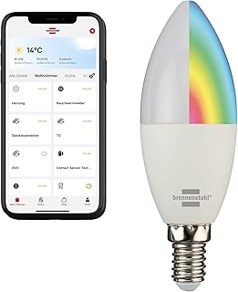 Brennenstuhl Connect Smart Bulb SB 400 E14 (Compatible with Alexa and Google Assistant, no hub Necessary, Smart Light Bulb…