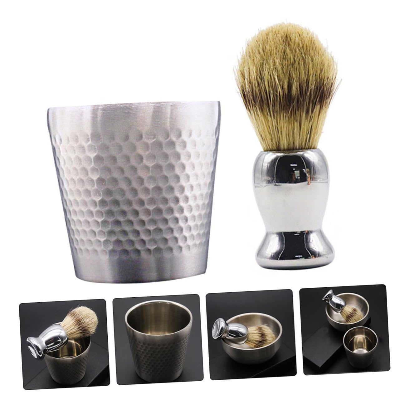 Beavorty 2ensembles Rasage Pour Hommes Kit De Blaireau Poils Doux Et Bol Inoxydable Parfait Pour Rasage Précis Et Confortable