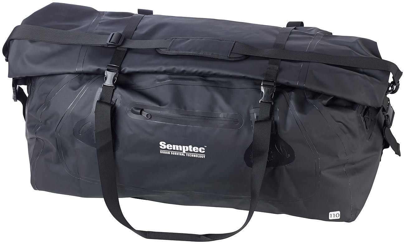Semptec Urban Survival Technology wasserfeste Reisetasche: wasserdichte XXL-Profi-Outdoor- und Reisetasche aus LKW-Plane, 110 l (Motorrad Reisetaschen wasserdicht, wasserdichte Transporttasche)