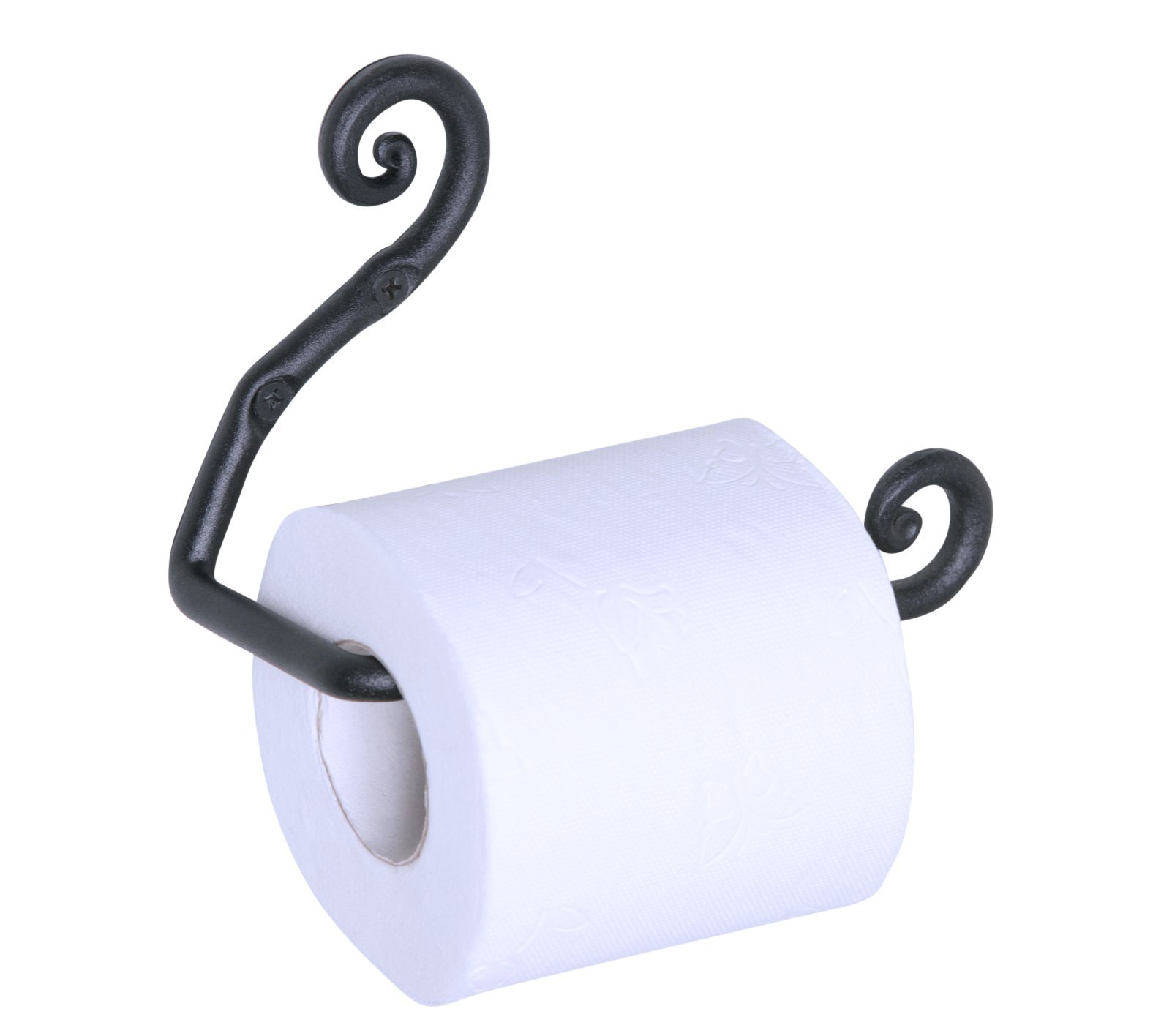 RTZEN Wrought Iron Swirl Toilet Paper Roll Holder | Handmade Black TP Roll Hanger D‚cor | Wall Mount Easy Installation