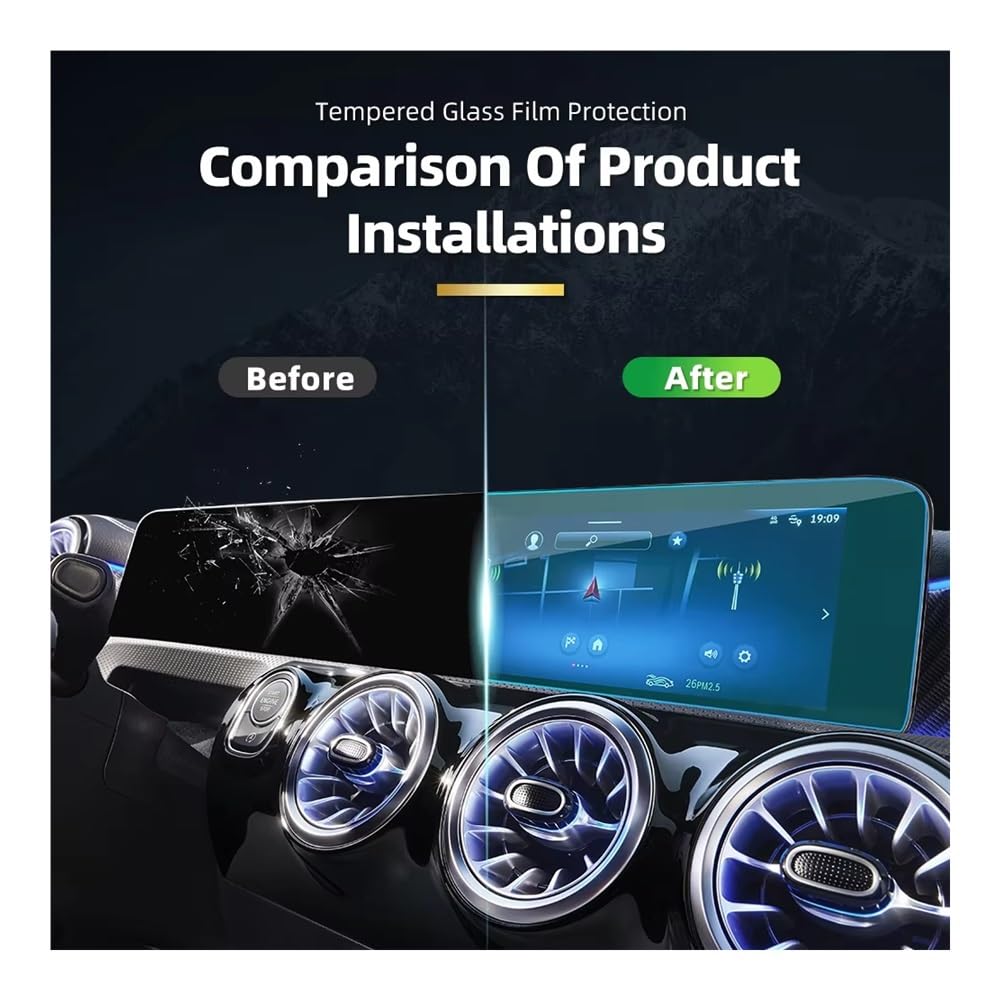 Protector Pantalla GPS Protector de pantalla cristal templado 2 en 1 para la consola central del coche Clase A W177 (2024-2025) con GPS
