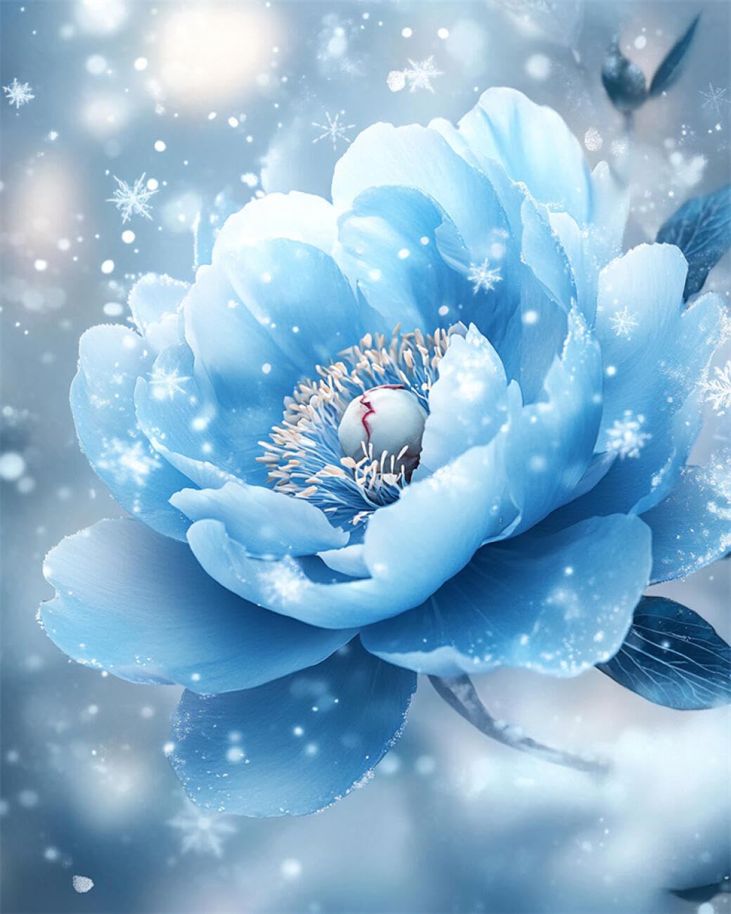 Rkflgew L Flowers 14Ct Cross-Stitch Counted Kits Fantasy Blue Peony Needlepoint Counted Kits Embroidery Set Arts And Crafts For Home Decor 40X50cm