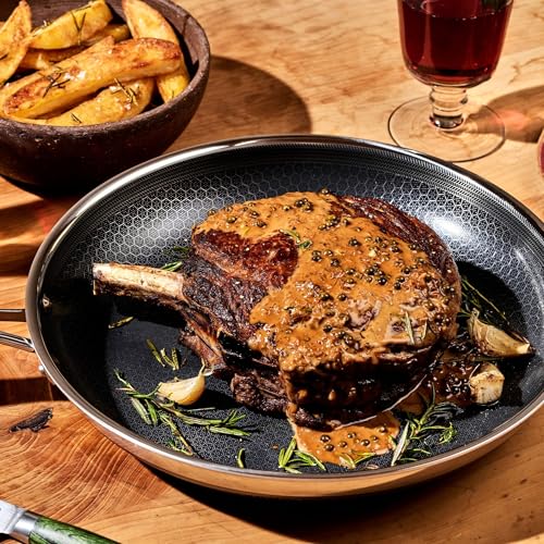 HexClad Hybrid Nonstick 12-Inch Frying Pan with Tempered Glass Lid, Stay-Cool Handle, Dishwasher-Friendly, Oven-Safe Up to 900°F, Induction Ready, Compatible with All Cooktops image 4