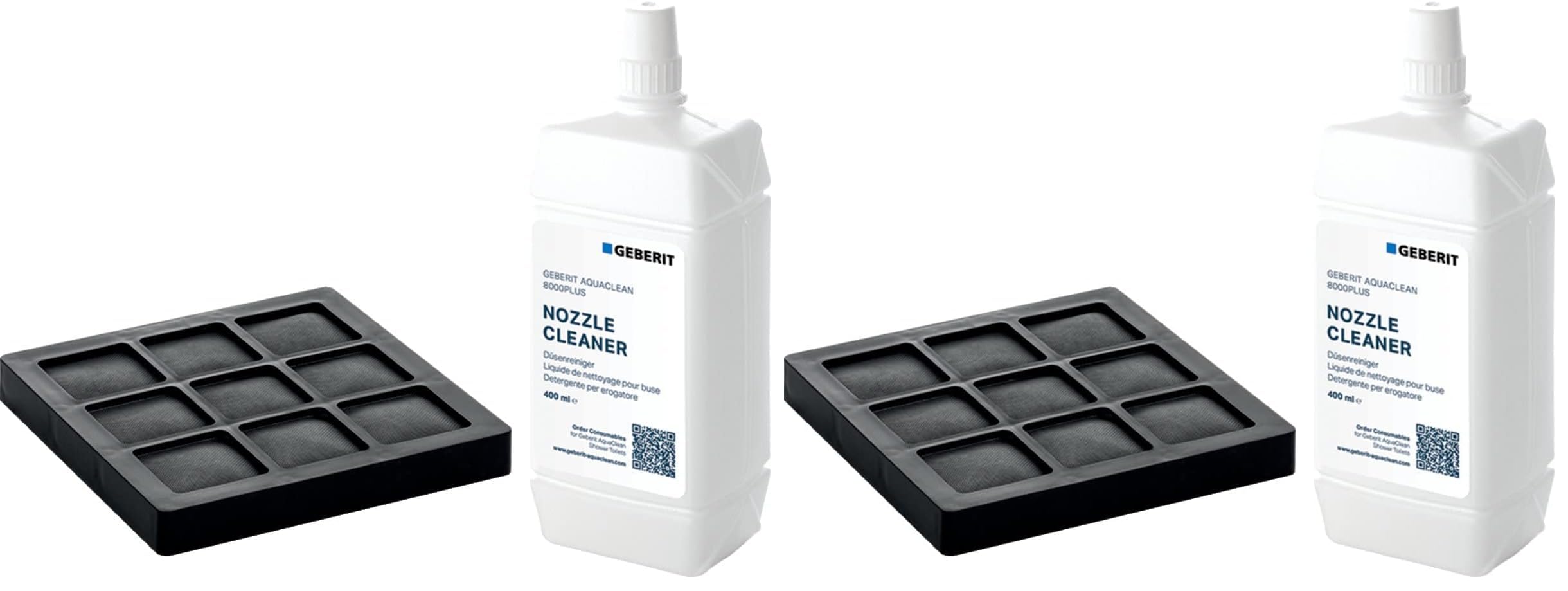 Set Aktivkohlefilter und Düsenreiniger für Geberit AquaClean 8000plus WC-Komplettanlagen (Packung mit 2)
