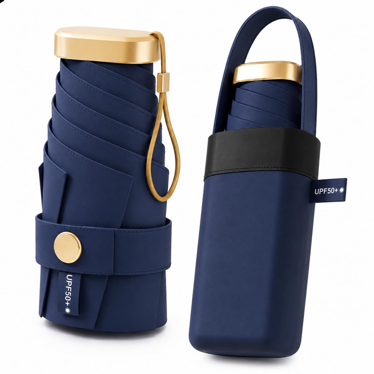 UV Travel Mini Folding Ultra Compact pastel Umbrella with Case, Manual Open 6 Ribs Lightweight Portable, Small Sun & Rain Pocket Umbrella for Men and Women- Use in Rain & Summer (C-Black)-image-21