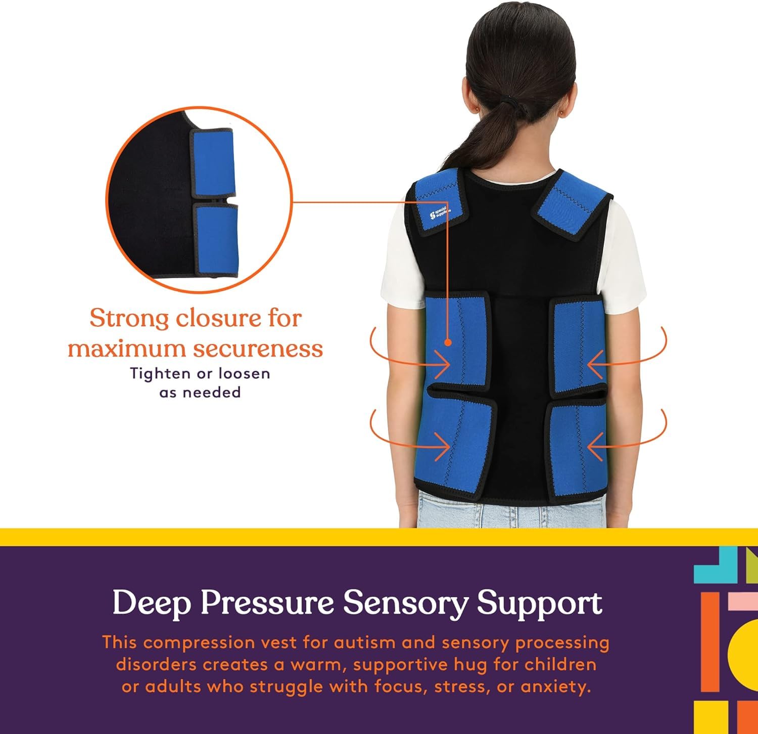 Tweens Gilet de compression sensorielle pour enfants – Pression profonde Confort pour autisme, TDAH, SPD – Calmant, respirant, réglable, gilet sensoriel pour enfants