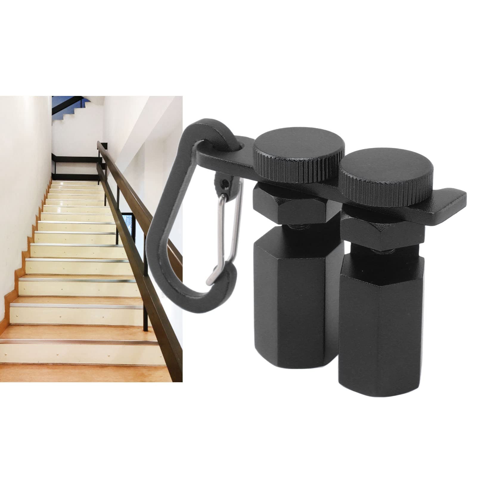 Stair Gauge Knob, Aluminium Alloy Stair Stringer Layout Tool with High Framing Square Attachment Jig, Rafter Gauge Clamp for Sturdy Structures (Black)