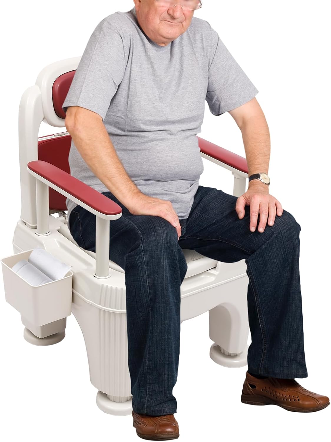 Bedside Toilet, Bedside Commodes, Portable Commode Chair for Adult, Adjustable Seat Height Toilet Chair w/Support Armrests, Load-Bearing 661.39lbs, Suitable for Seniors, Pregnant Women, Patient