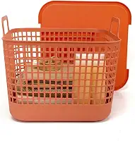 Oikos - Cesto de Plástico Grande Telado com Tampa e Alças 45L Terracota