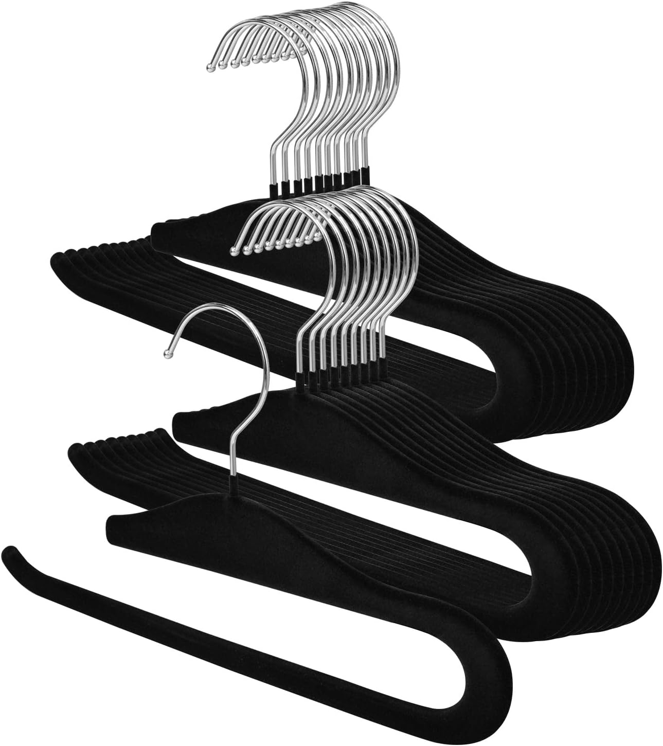 Velvet Hangers Non Slip,40 Pack Space Saving Pants Hangers,Thin Space Saving Clothes Hanger for Closet, Durable Heavy Duty Hanger with 360 Swivel Hook for Pants Towel Jeans(Black)