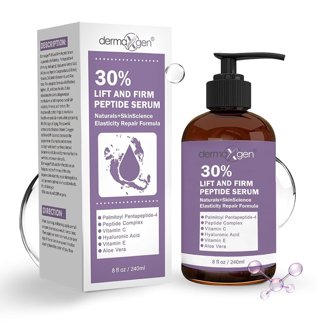 Lift & Firm 30% Peptide Serum for Face – Anti-Aging Serum with Vitamin C, E, Matrixyl 3000, Aloe Vera & Hyaluronic Acid – Multi-Peptide Formula to Lift, Firm & Rejuvenate Skin (8 fl oz)