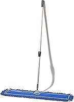 Vista 34 de Trapeador de polvo comercial azul de 24 pulgadas y barredora de piso con mango extensible, mopa para limpieza de suelos de madera, azulejos