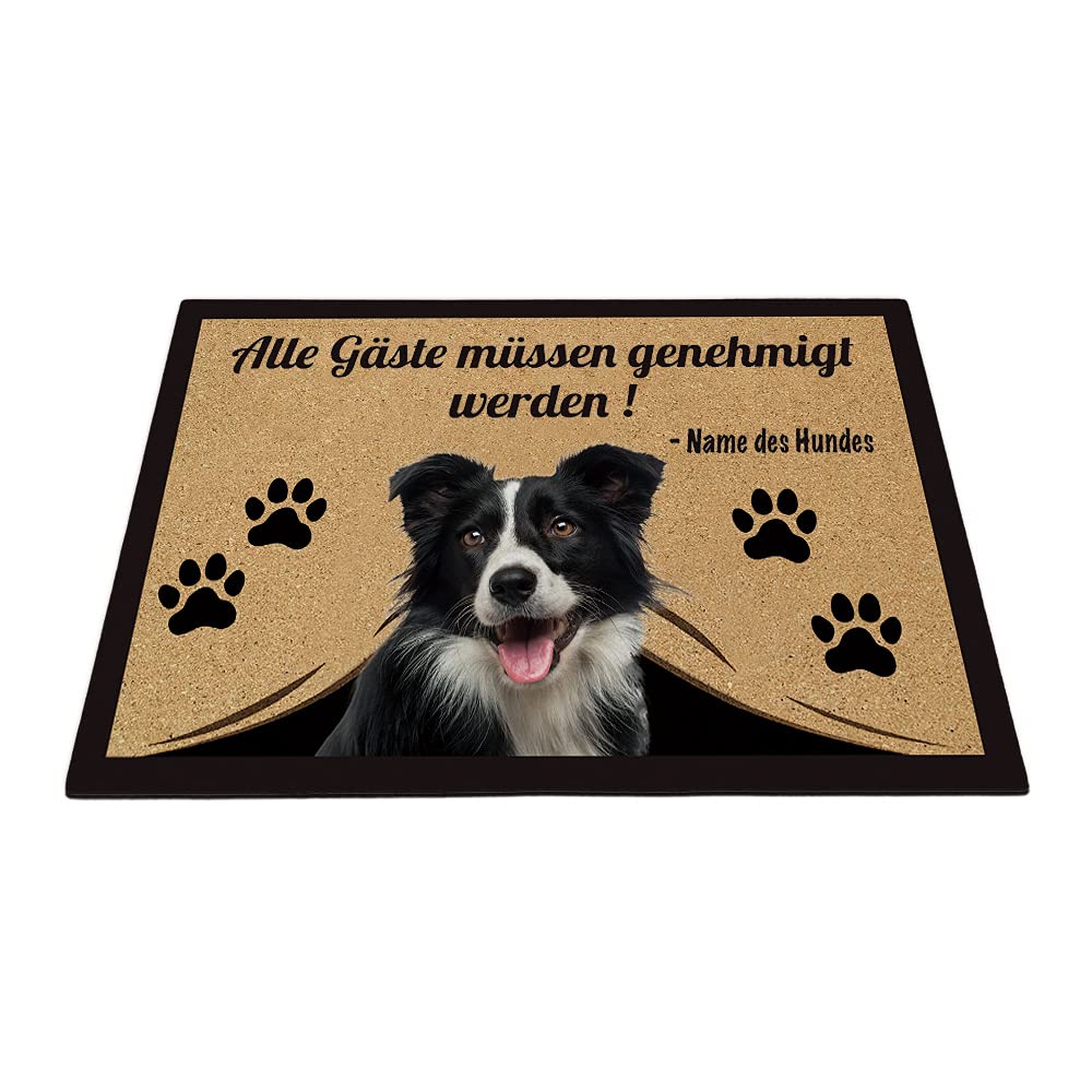 Personalisierte Fußmatte mit Meinem Liebeshund Border Collie Alle Gäste Müssen Genehmigt Werden Bodenmatte 70 x 45 cm