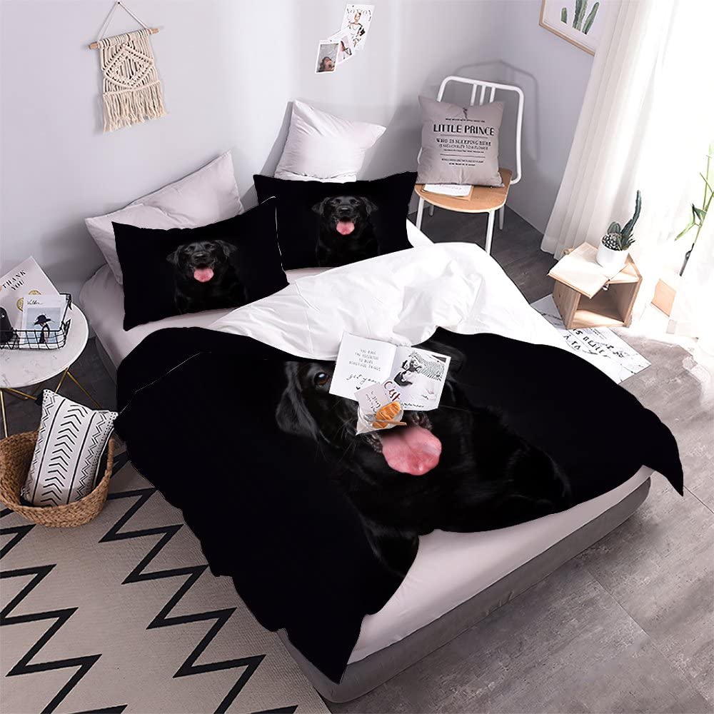 KAYZTGSDA Newfoundland Dogs 3D-bedrucktes Bettbezug-Set, 3-teilig, weich, Kissenbezüge, Bettbezug, pflegeleicht, antiallergisch und glatt, für Kinder, Teenager, Jungen und Mädchen, Kingsize-Bett (220