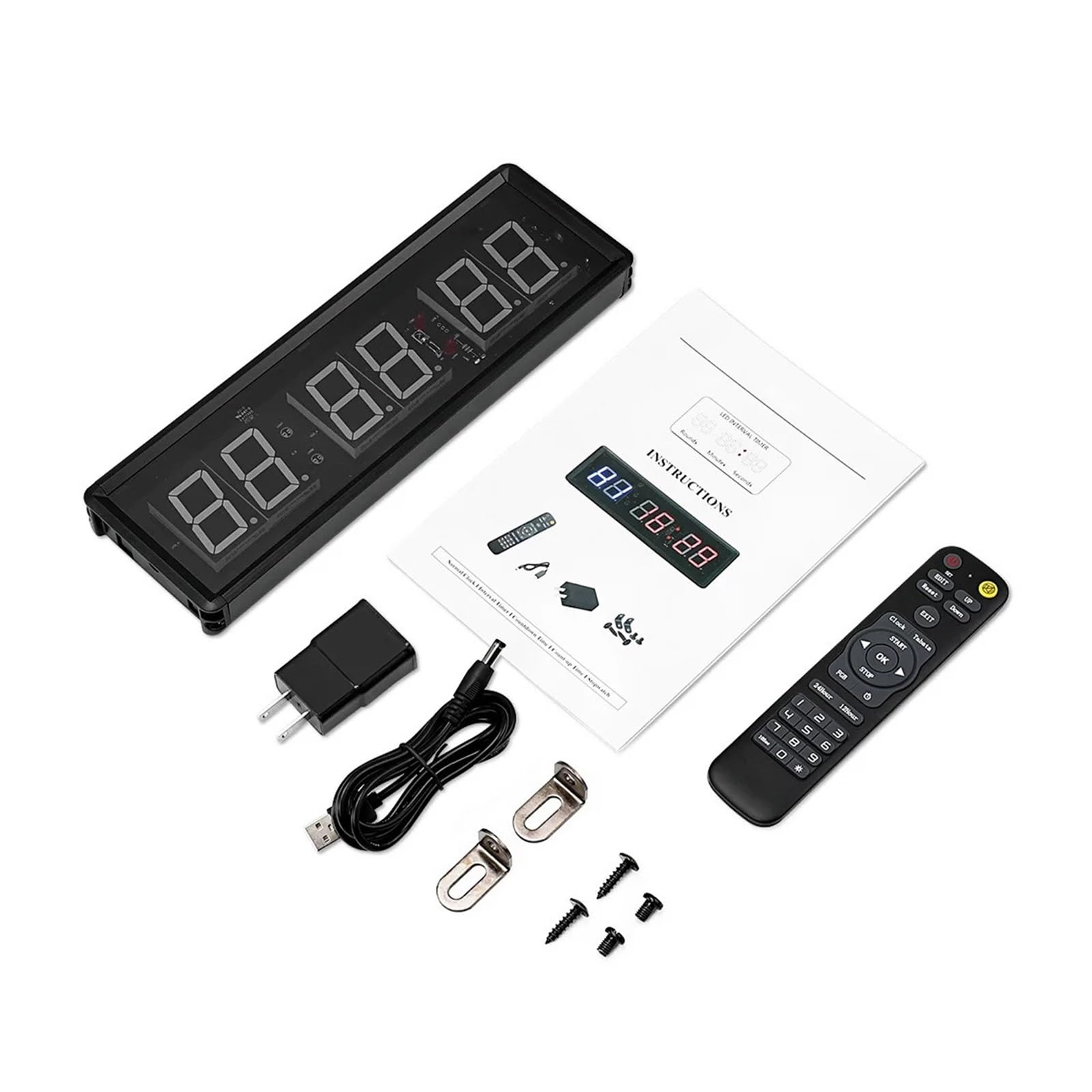 Timer palestra, 1.5 "Timer LED a 6 cifre Boxe PALESTRA Tabata EMOM Intervallo Conto alla rovescia programmabile/UP Stopwath Orologio in tempo reale