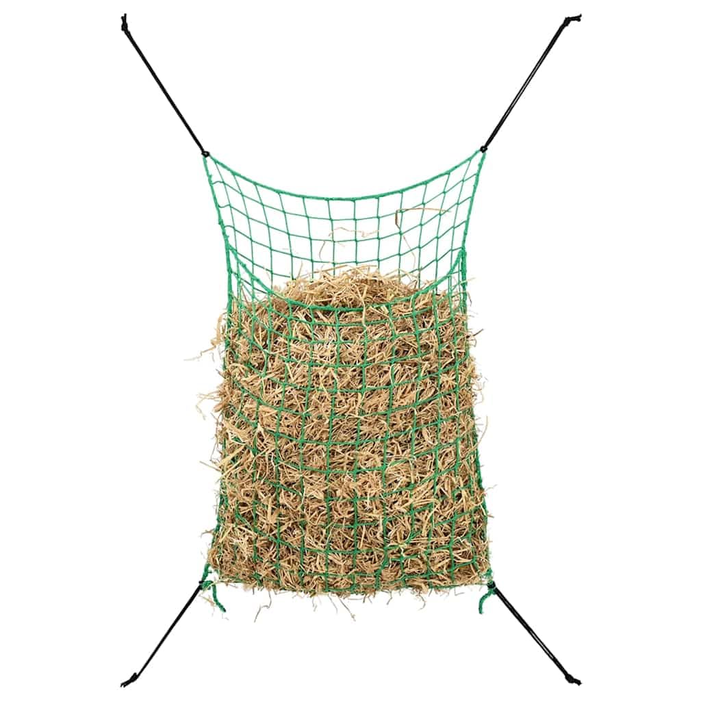Red de heno rectangular de 0,9 x 1,5 m, de polipropileno, para caballos, establos y pastos, resistente a la intemperie con malla de 45 x 45 mm, cordón de 3 mm, reduce la pérdida de comida en