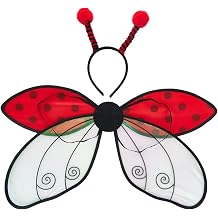 Women Girl Wings with Headband Butterfly Ladybug Bee Costume Accessories Set for Halloween Dress Up Fairy Wings