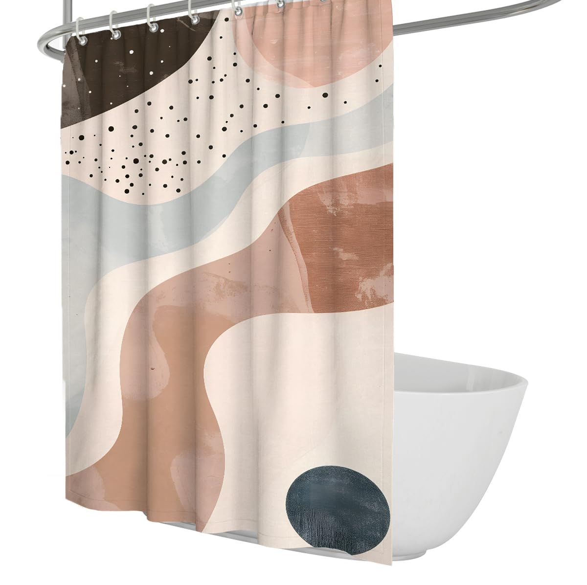 UIRINGART Abstract Shower Curtain W180xL220cm Fluid Lines Sand Texture with Rustproof Grommets Machine Washable Polyester Fabric Bathroom Wet Room Tub