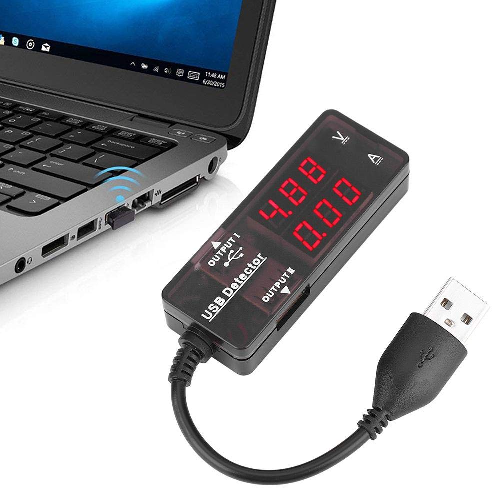 Walfront YB26VA USB Detector connected to a laptop's USB port.