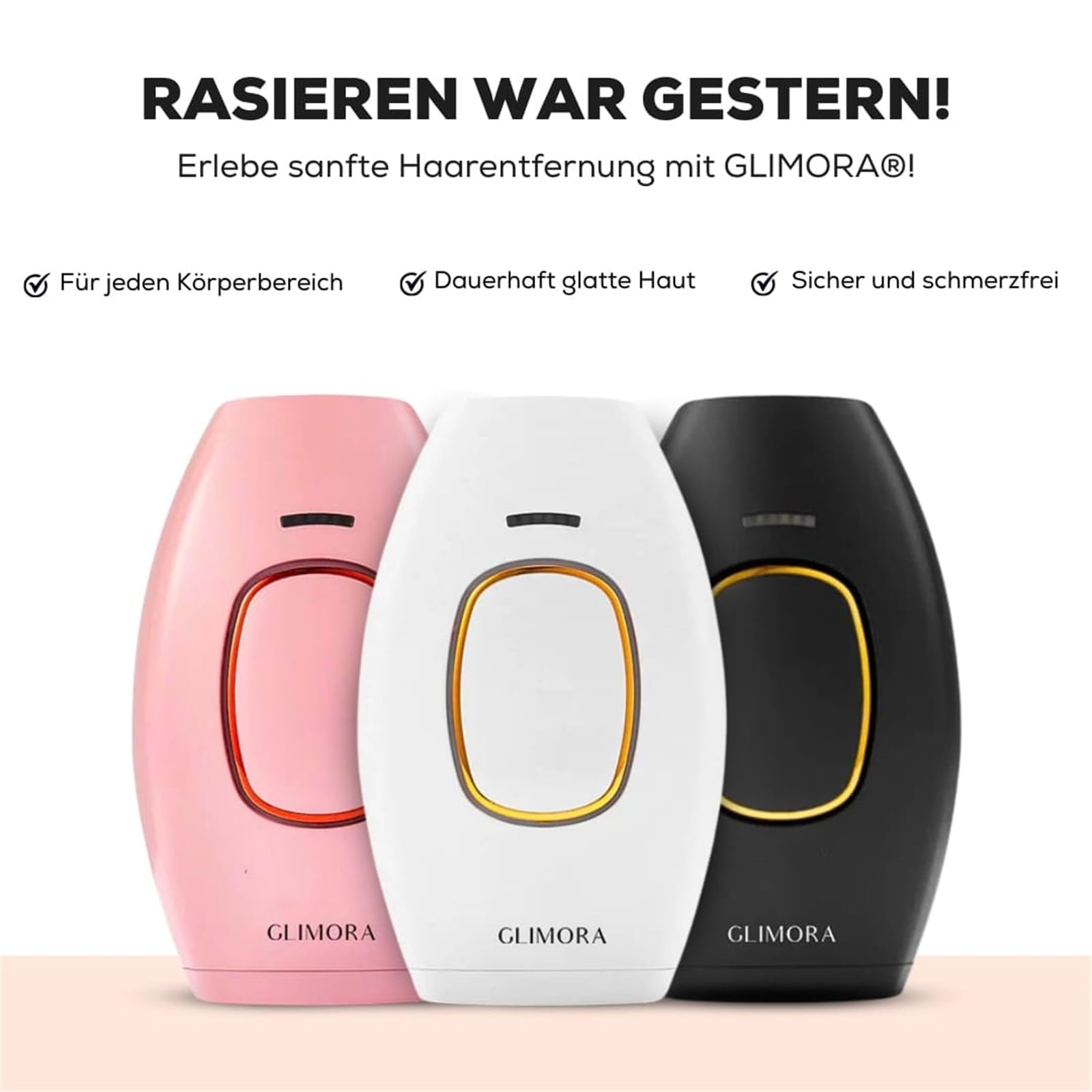 GLIMORA - IPL Haarentfernung Laser Epilierer für Männer und Frauen Schmerzfreie Haarentfernung im Gesicht, an Armen, Beinen und in der Bikinizone