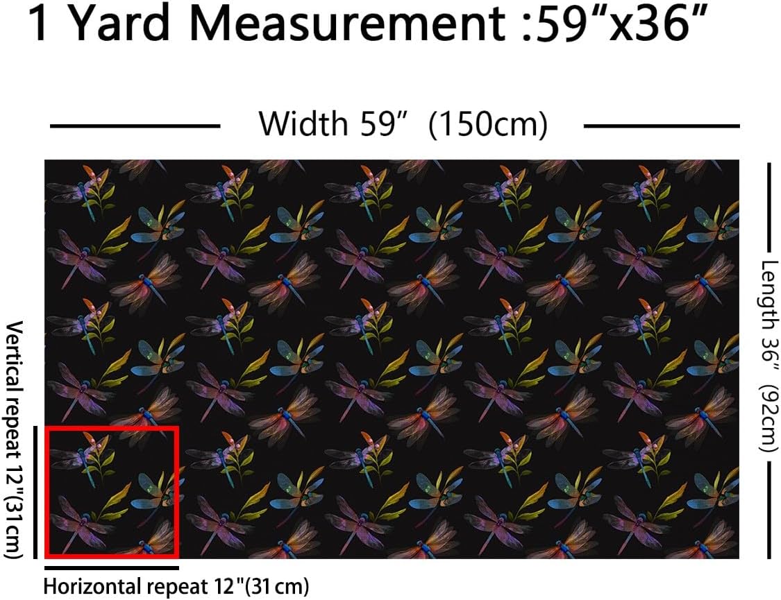 Wild Dragonfly Decorative Fabric by The Yard 3D Purple Blue Gradient Animal Indoor Outdoor Upholstery Fabric Green Leaves Pink Flower Plant Fabric for Quilting Sewing Arts DIY Craft,3 Yards