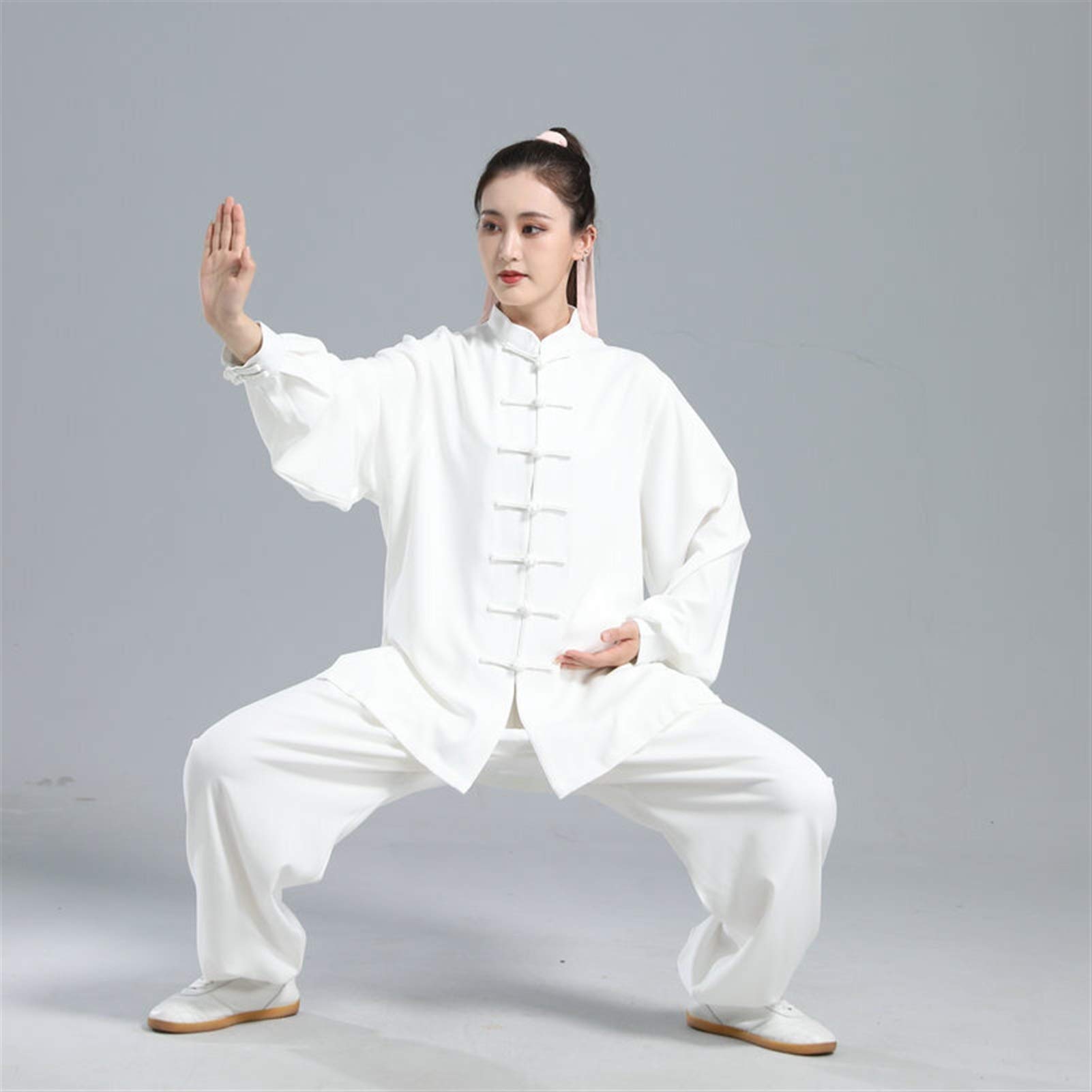 Vêtements de Tai Chi RWRAPS mixtes en lin noir pour la pratique active