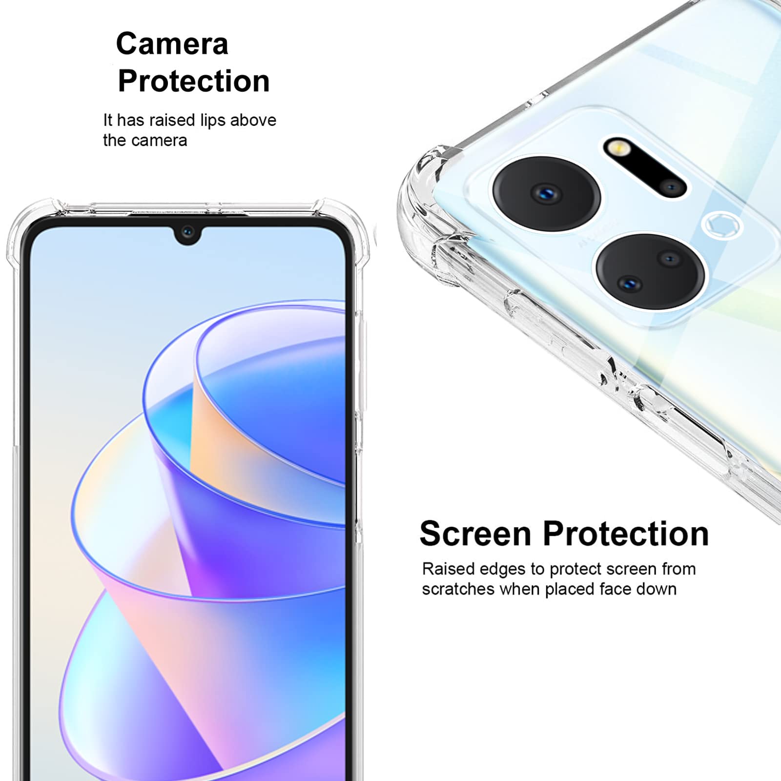 MEMELOKA Cover per HONOR X7a con 3 Pezzi Vetro Temperato, Rigida PC Back e TPU B