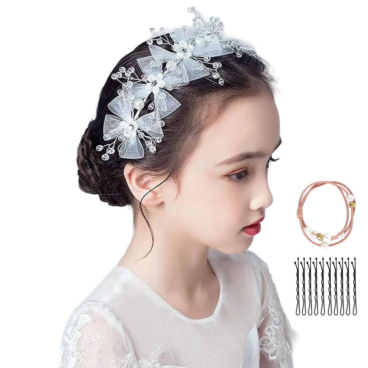 SANNIDHI® Flower Tiara for Girls Kids, Cute Flowers Crown for Girls, Lace Hairband Tiara for Girl, Stylish White Mesh Princess Floral Headband Hair Accessories for Girl Gifts (B0D9484LTH) Amazon Price History, Amazon Price Tracker