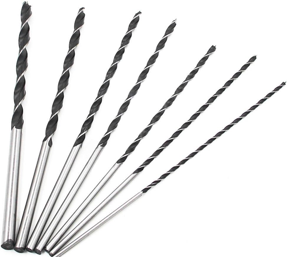 NUZAMAS 300mm Extra Long Twist Drill Bits, Set of 7 Hardened High Carbon Steel Tools 4-10mm for Wood Hole Cutter Drilling