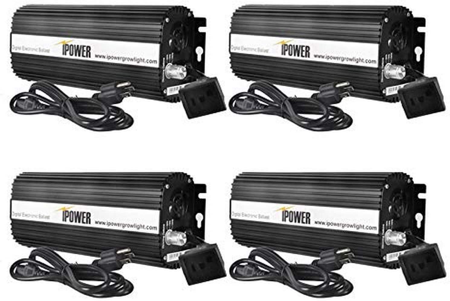 iPower 600W Digital Dimmable Electronic Ballast, HPS MH Grow Light for Horticulture and Hydroponics, 4 Pack, Black