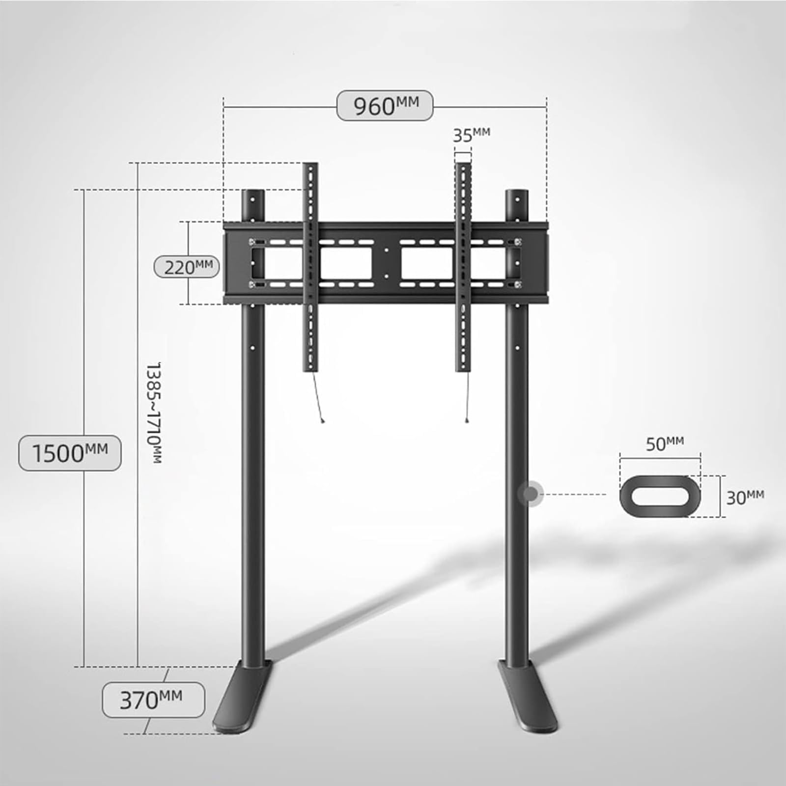 YCQYM Soporte de TV Ajustable para televisores de 55 a 100 Pulgadas: Montaje en Suelo, Ideal para Esquinas y dormitorios, Resistente, fácil de Montar, Estilo, solución de Entretenimiento en el hogar