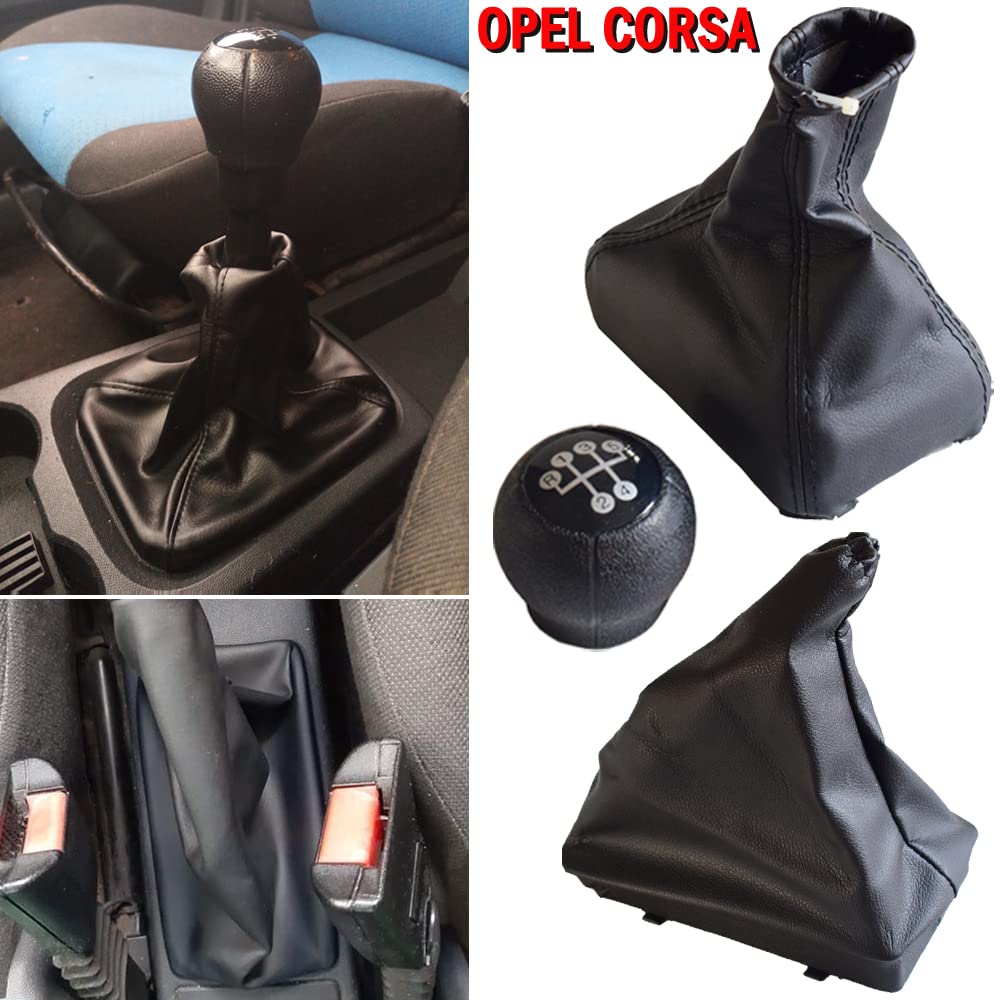 Pomello Cambio Manuale Per Opel - 3 Pezzi, Per Corsa C, Tigra B, Combo C, In Plastica ABS E Pelle, Nero - Foto 3
