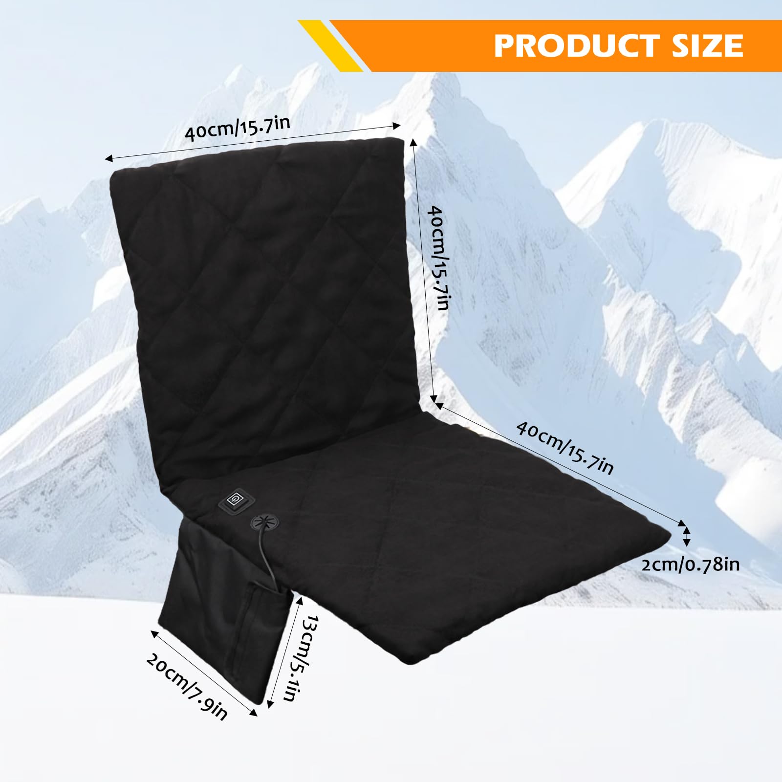 Almohadilla térmica eléctrica plegable, almohadilla térmica portátil para silla con 3 niveles de temperatura, calentamiento rápido, funda de cojín de asiento con calefacción USB, almohadilla térmica