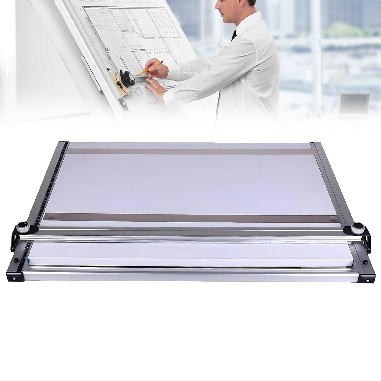 A2 Magnetic Drawing Board,A2 Drafting Table Set,Adjustable Angle Drawing Board,with Parallel Ruler,for Students (60x70cm)