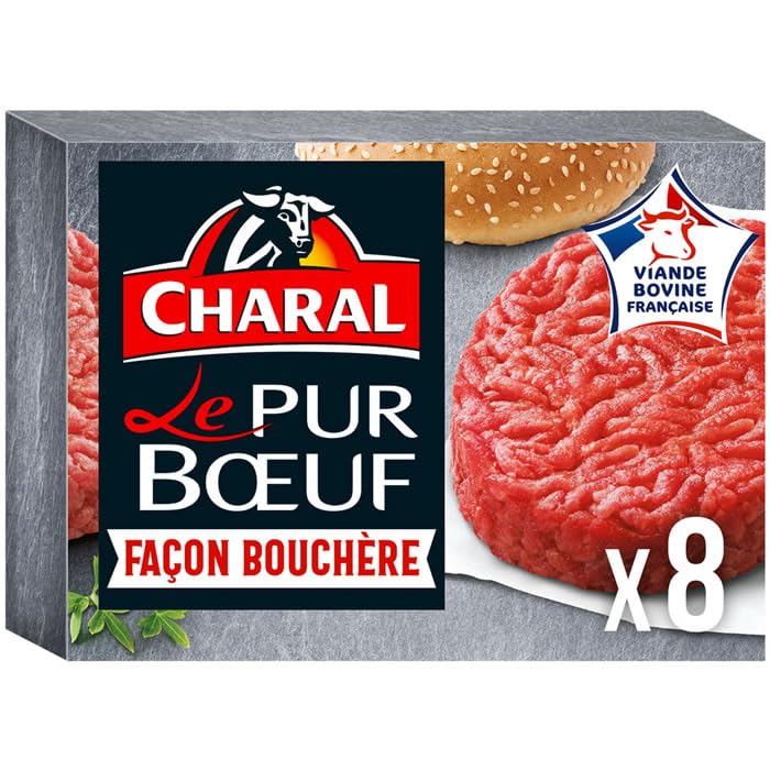 CHARAL Le Pur Boeuf Steaks hachés pur boeuf 18% M.G façon bouchère 8 x 100 g