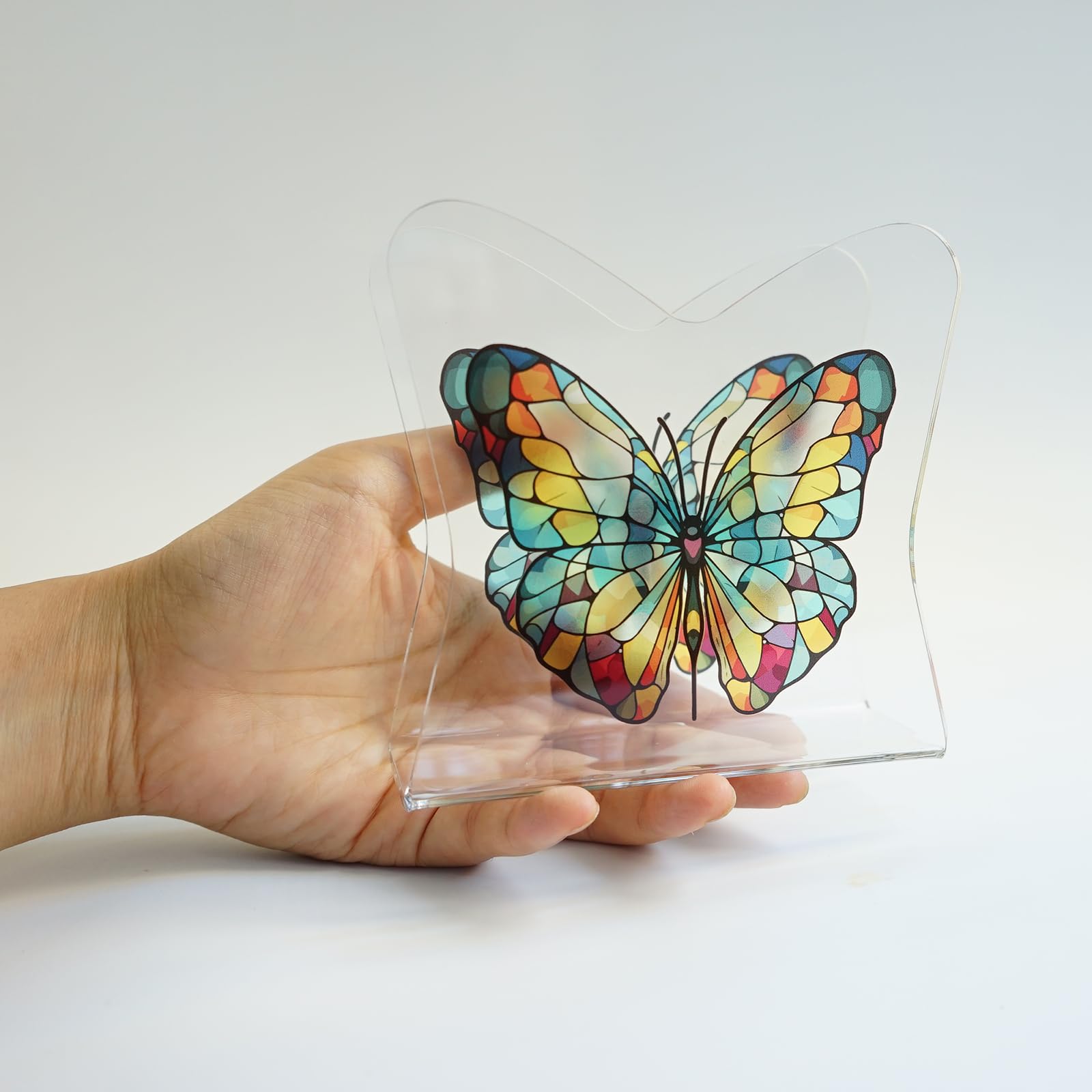 Tenedor de servilleta de mesa decorativo cristalino transparente de acrílico de la mariposa para la mesa/el dispensador independiente del tejido