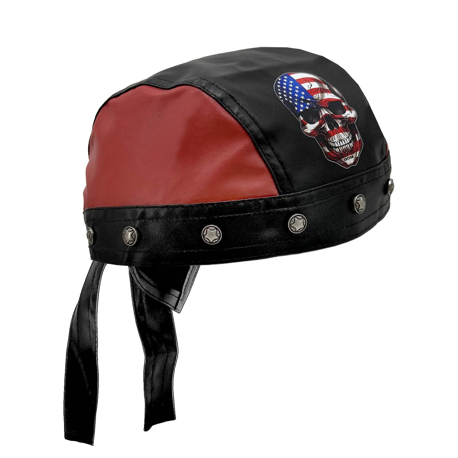 Mens Big Skull Rock Biker Bandana Head Wrap Du Doo Do Rag Hat Black Red Splicing Cap